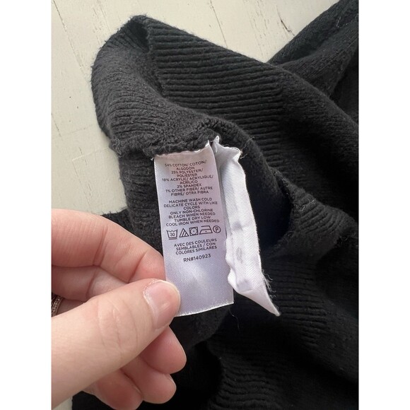 LOFT Womens Champagne Sweater Crew Neck Blouson Sleeves Black Size Small - Picture 3 of 4